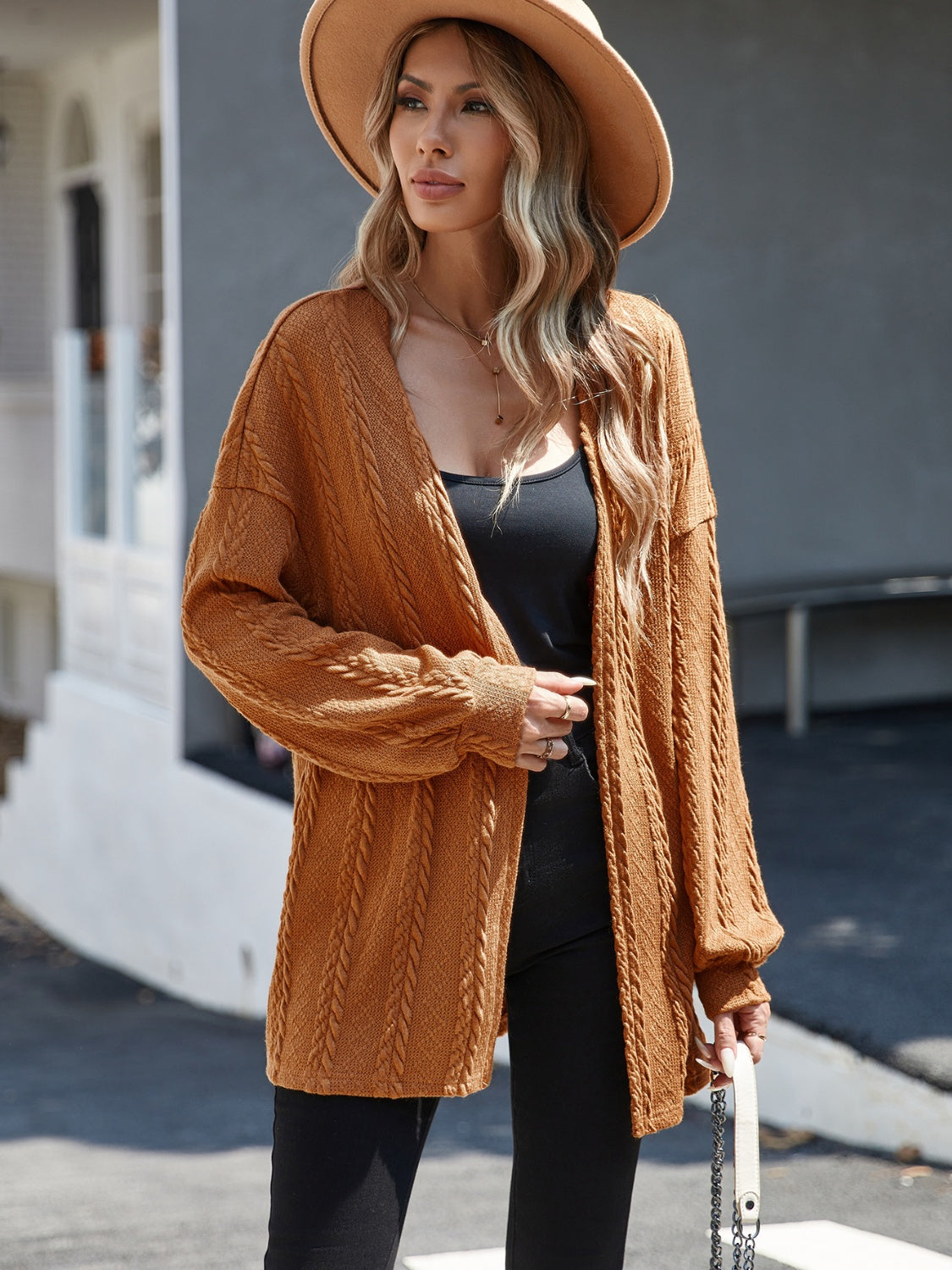 Open Front Long Sleeve Cardigan