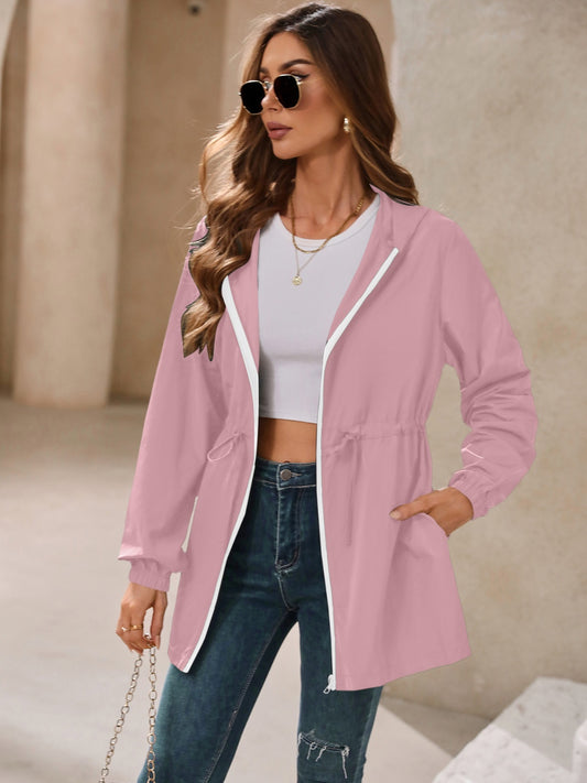 Waterproof Hooded Windbreaker Jacket Dusty Pink