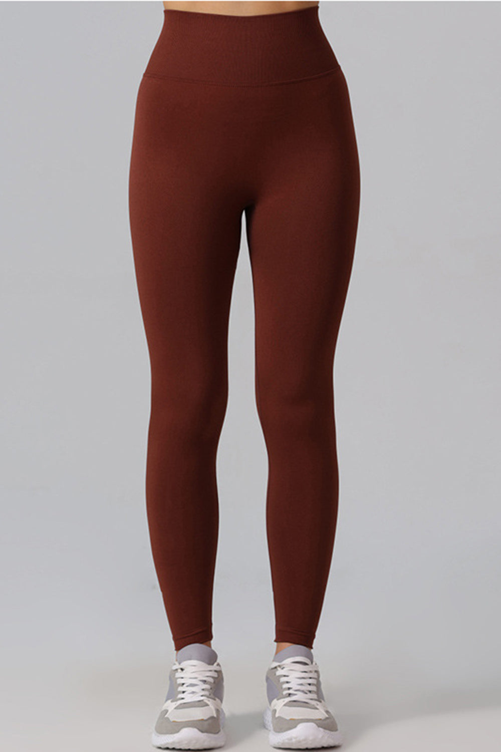 High Waist Active Pants Burgundy