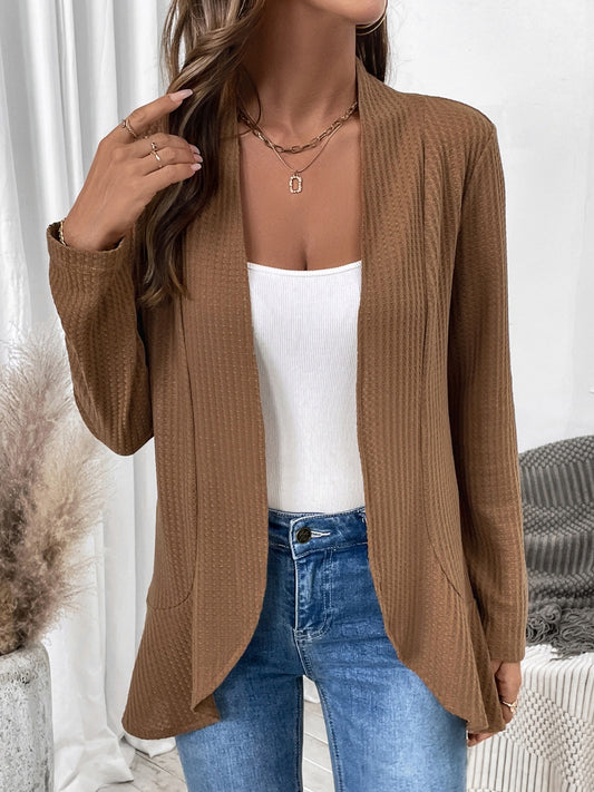 Open Front Long Sleeve Cardigan Caramel