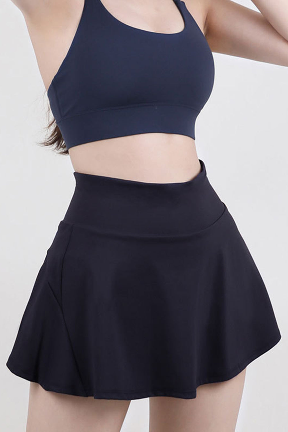 High Waist Pleated Active Skirt Black