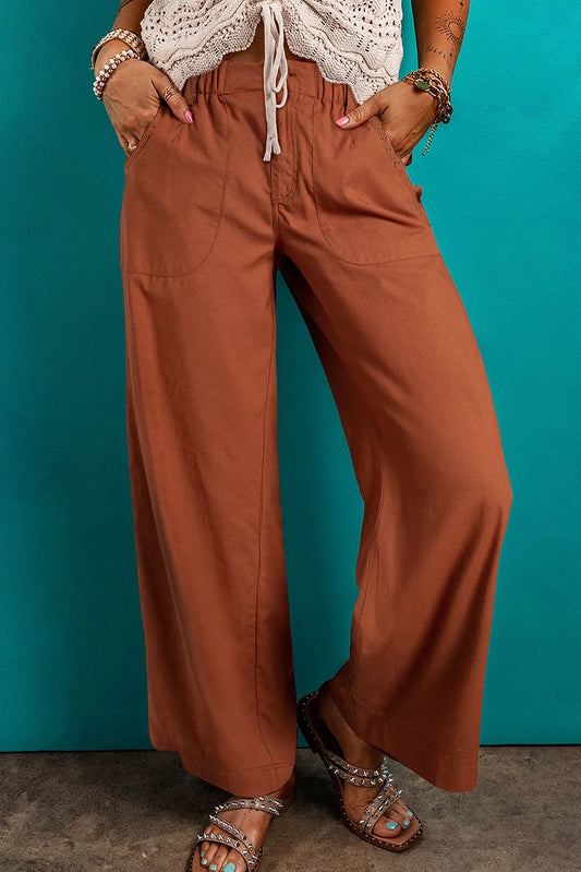 Wide Leg Pants with Pockets Caramel