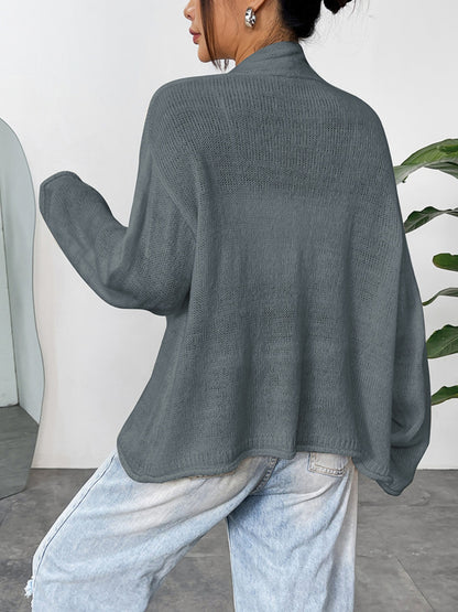 Open Front Dropped Shoulder Cardigan Dark Gray