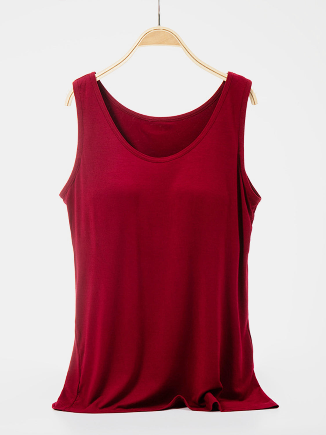 Scoop Neck Wide Strap Tank Wine