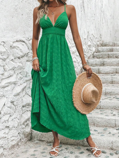 Back-to-School Flowy V-Neck Maxi Dress