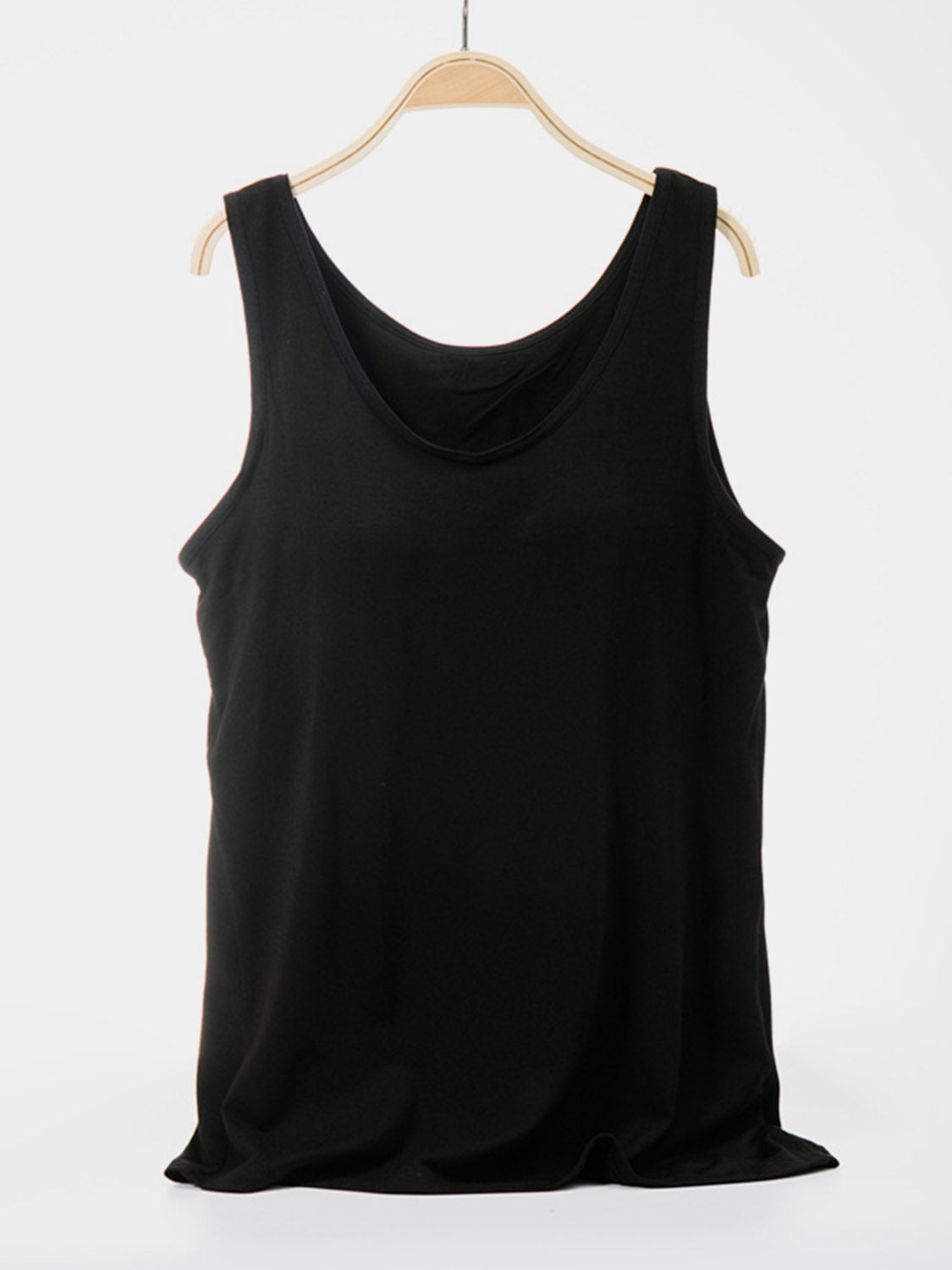 Scoop Neck Wide Strap Tank Black