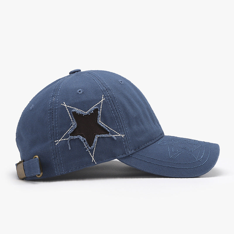 Distressed Star Raw Hem Cap for Women