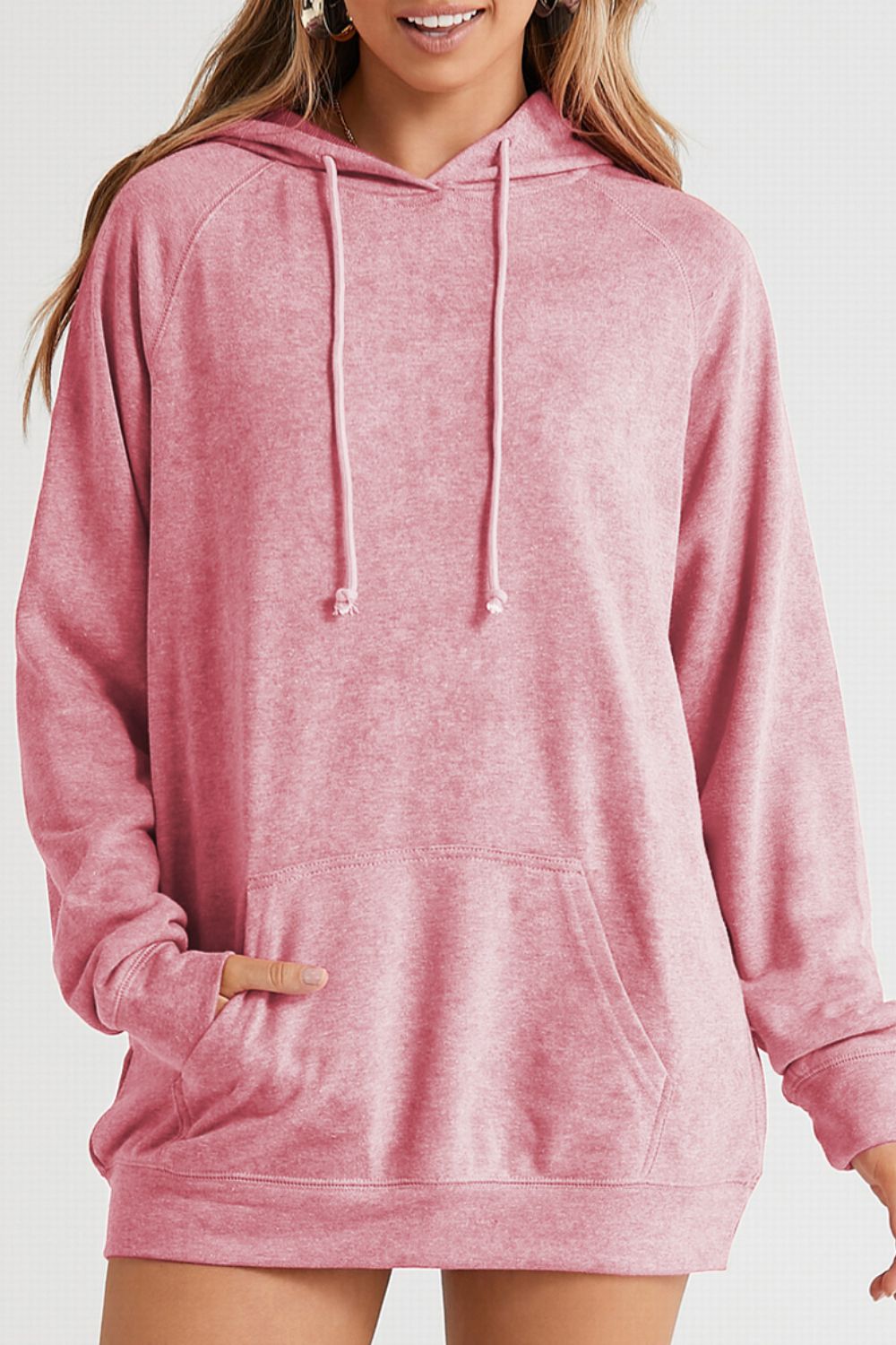 Drawstring Long Sleeve Oversize Hoodie Dusty Pink