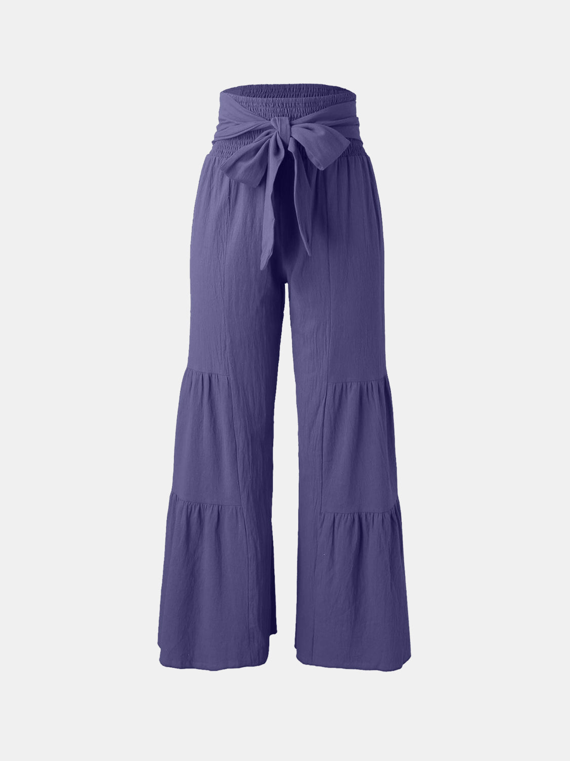 Tied Ruched Wide Leg Pants Light Indigo