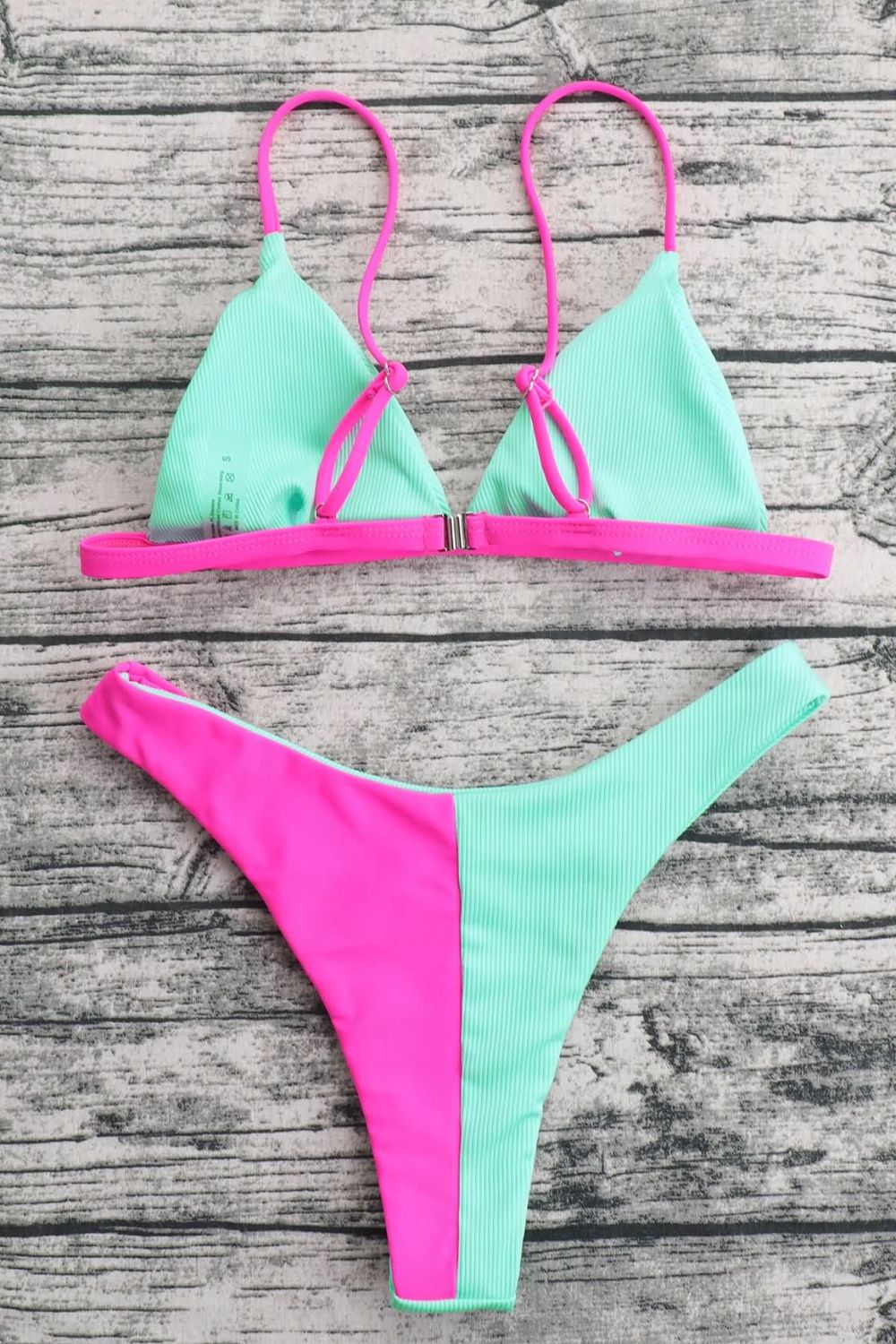 Colorblock Ribbed Bikini Set