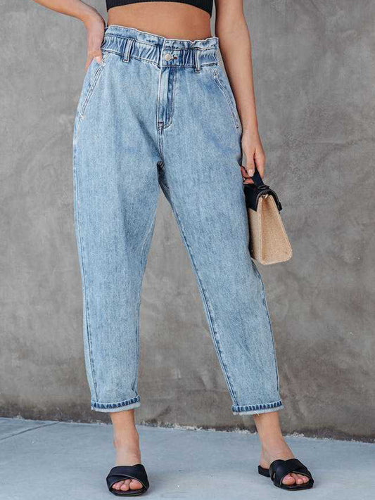 Paperbag Waist Cropped Jeans Light