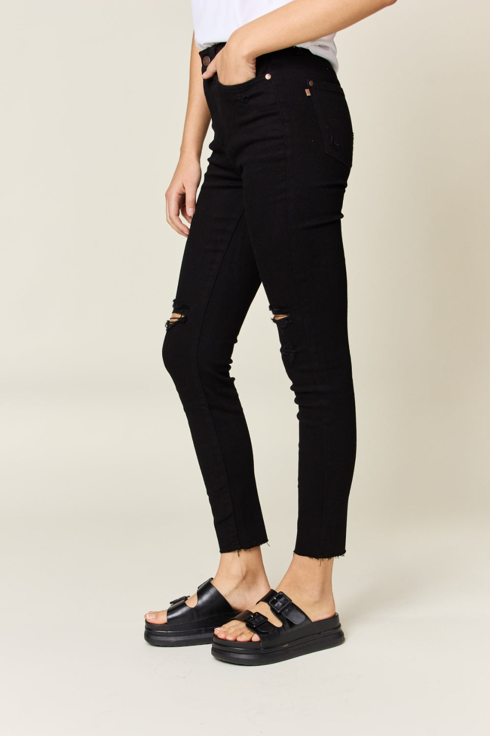 Judy Blue High-Waist Distressed Ankle Skinny Jeans