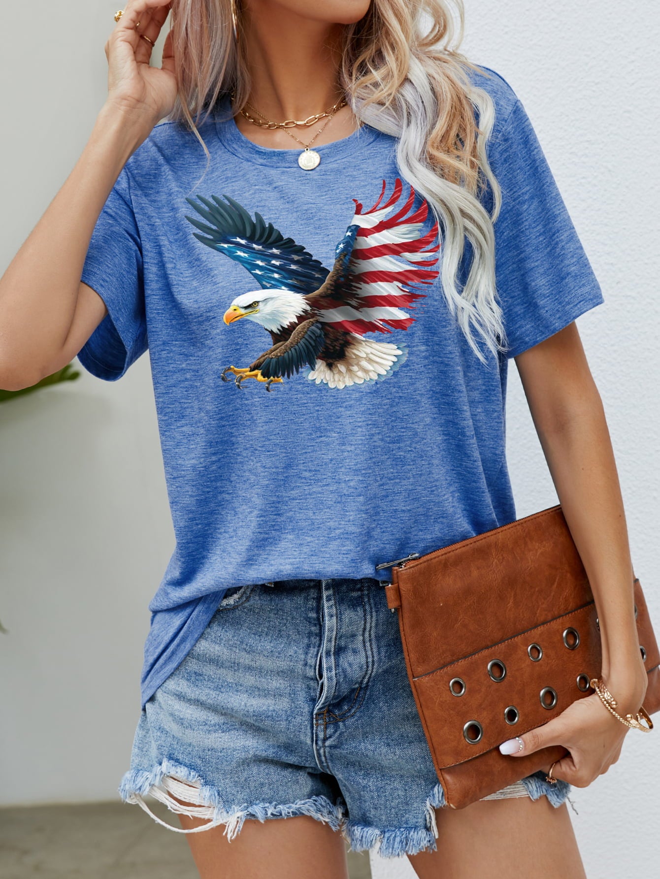 US Flag Eagle Graphic Tee Cobalt Blue