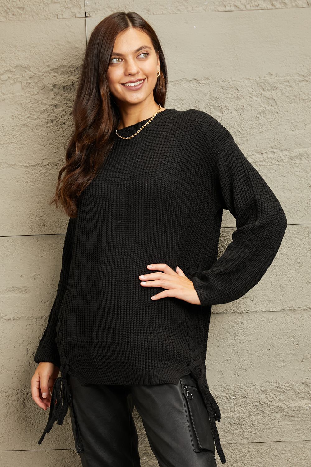 e.Luna Chunk Tunic Sweater Black