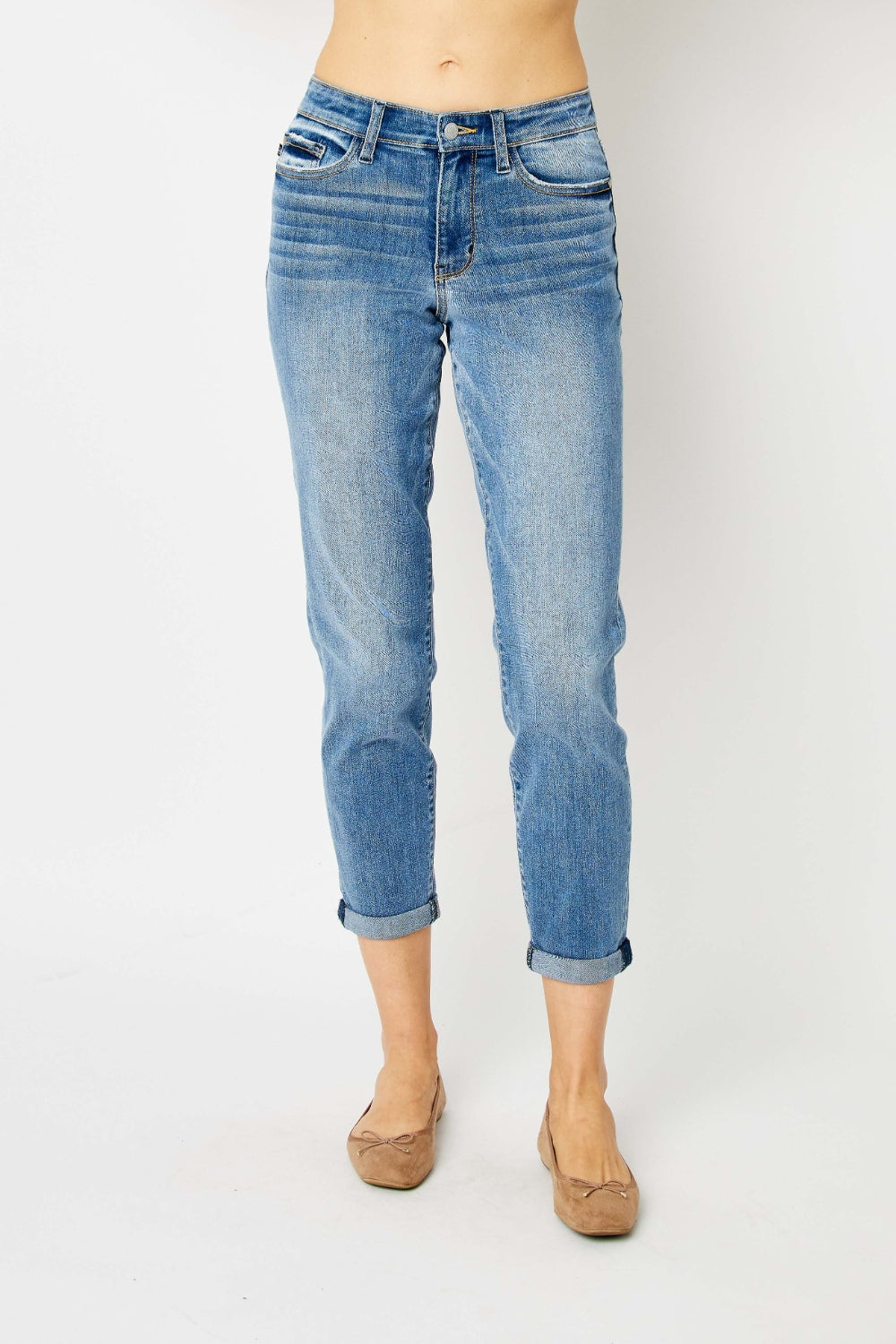 Judy Blue Low-Rise Cuffed Slim Jeans