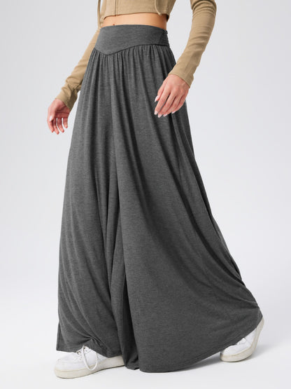 High Waist Wide Leg Pants Dark Gray