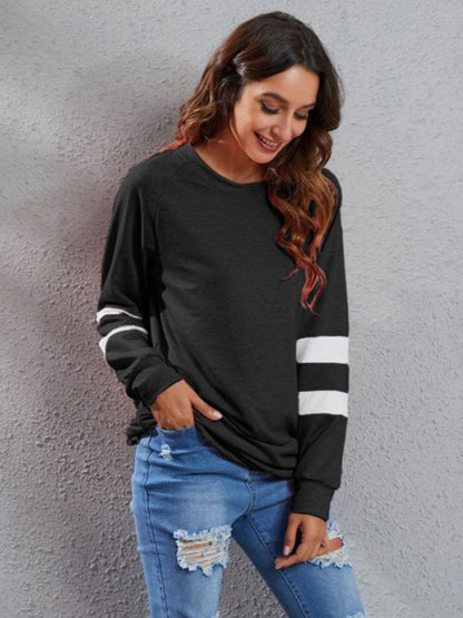 Full Size Striped Round Neck Long Sleeve T-Shirt