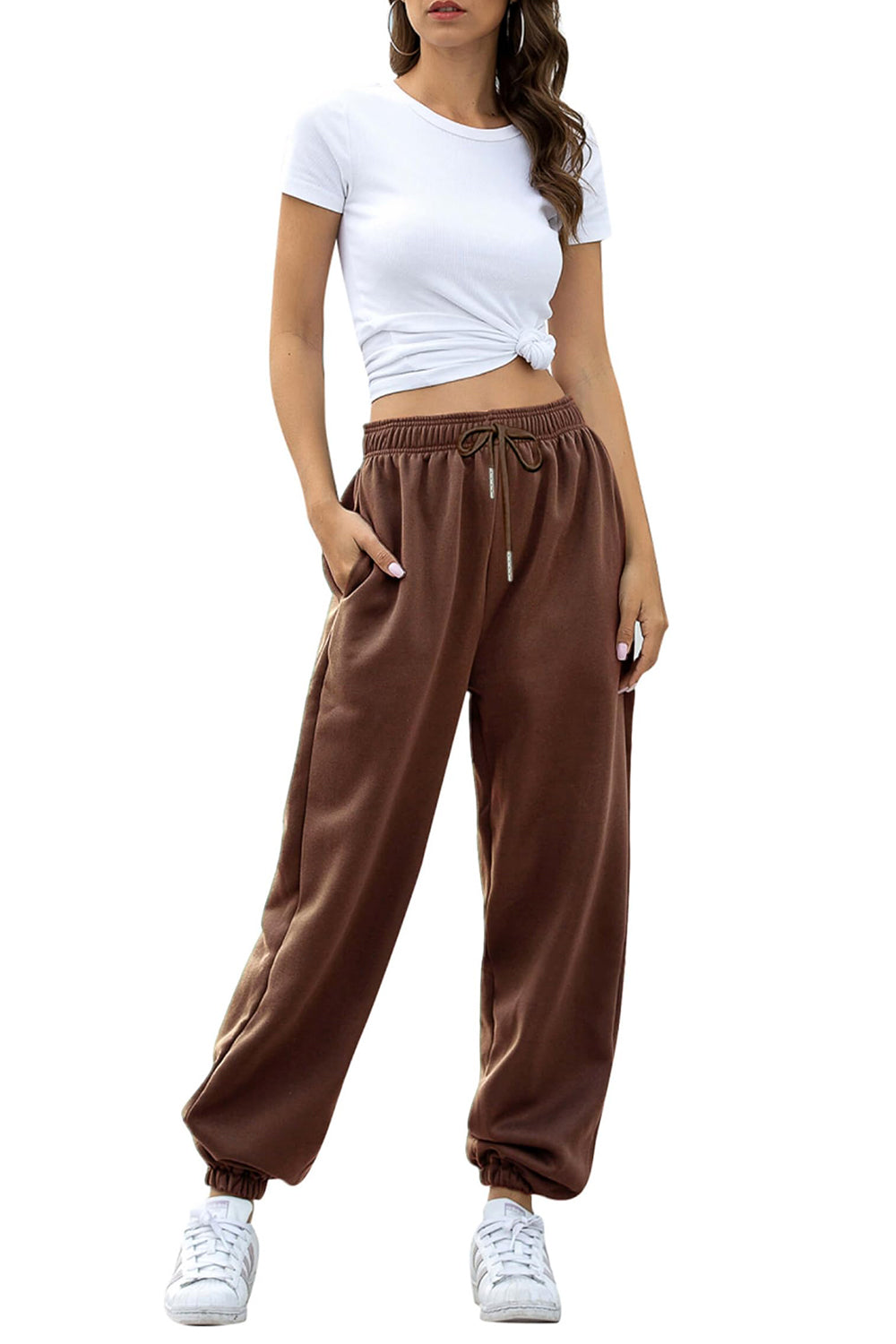 Elastic Waist Joggers with Pockets