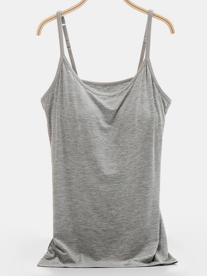 Scoop Neck Adjustable Strap Cami Gray