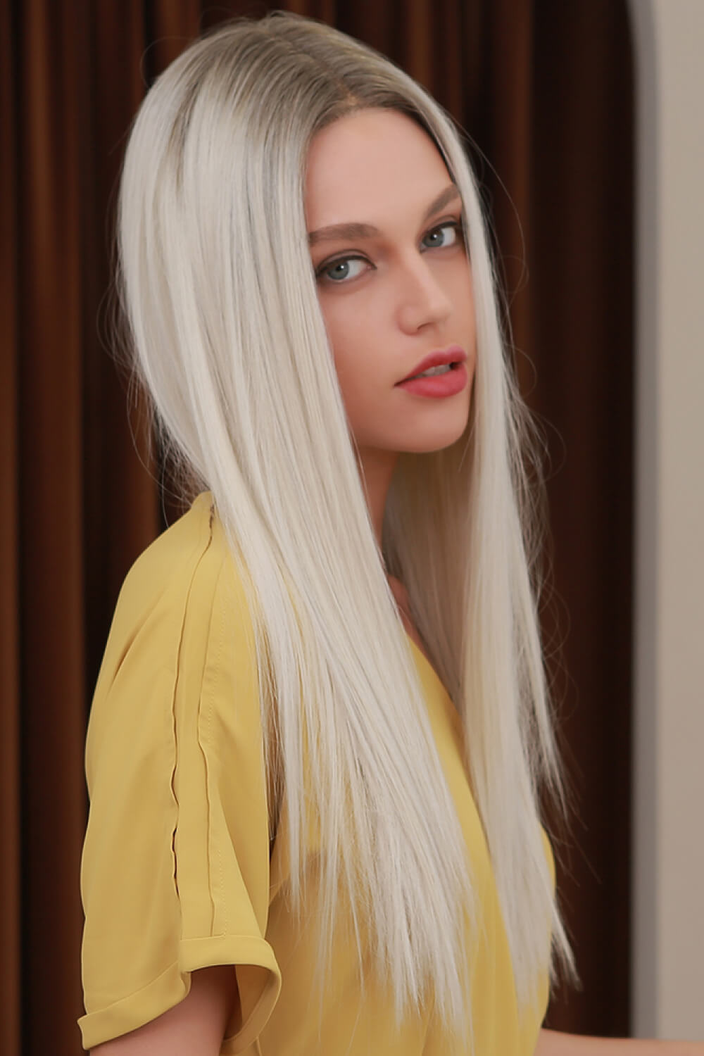 26" Long Straight Lace Front Wig (Heat Resistant Synthetic, 150% Density)