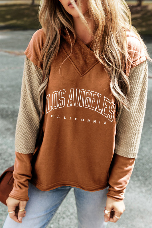 Women's Letter Graphic Hoodie Caramel