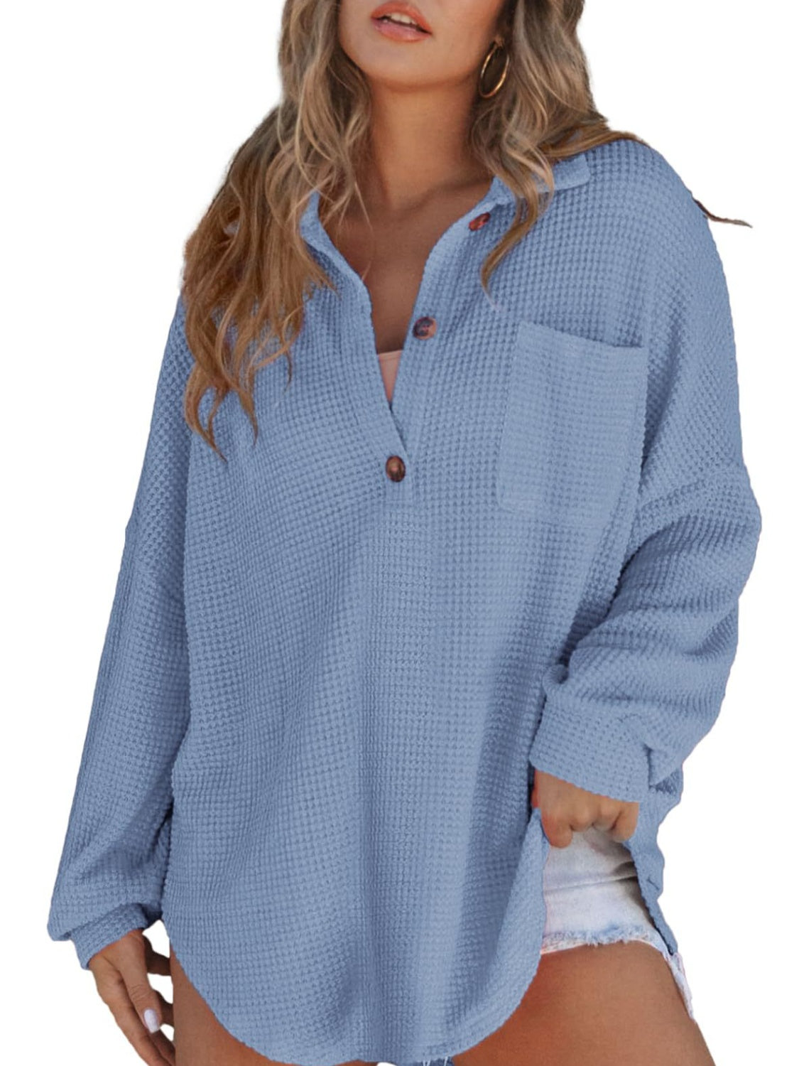 Cozy Waffle Knit Back-to-School Sweatshirt