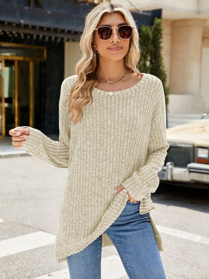 Round Neck Long Sleeve T-Shirt Cream