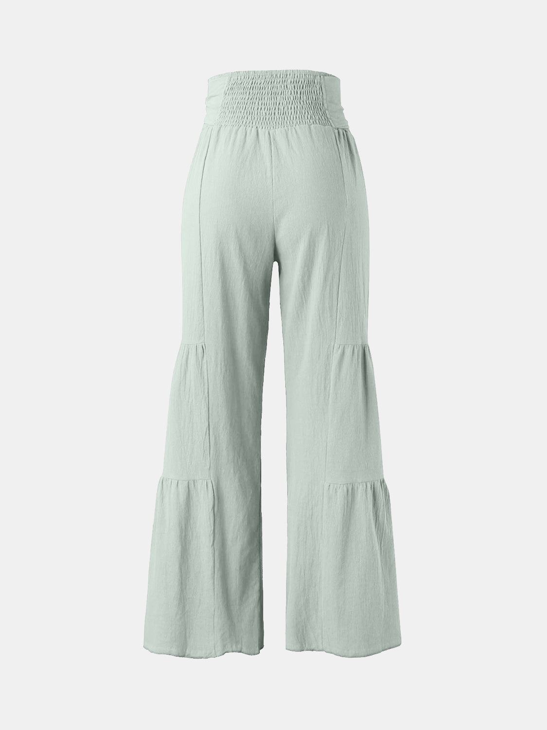 Tied Ruched Wide Leg Pants Light Green