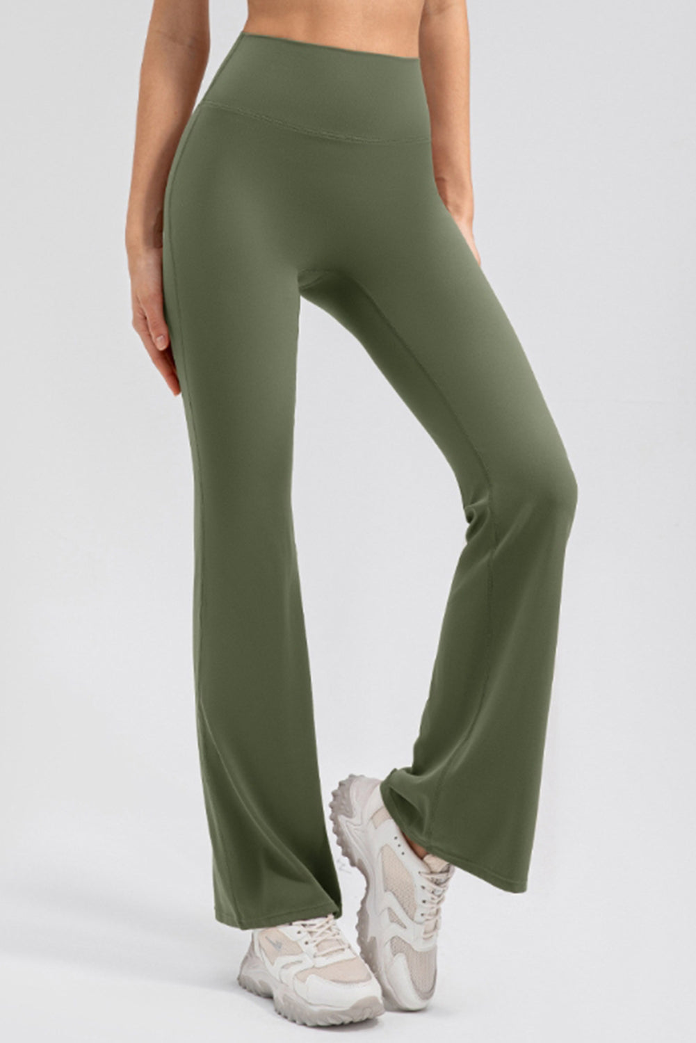 High Waist Straight Active Pants Matcha Green