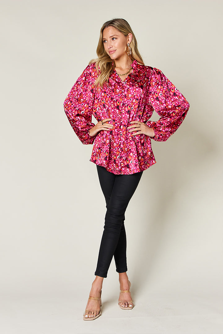 Opaque Printed Long Sleeve Top