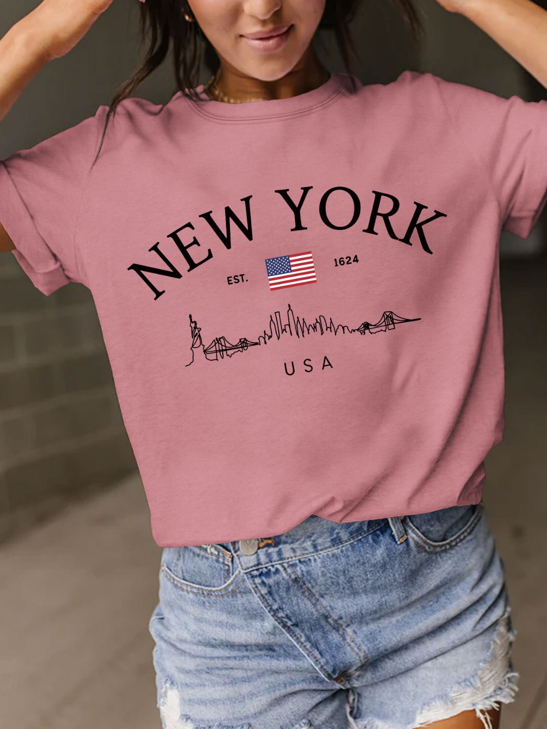 Letter Graphic Tee Dusty Pink