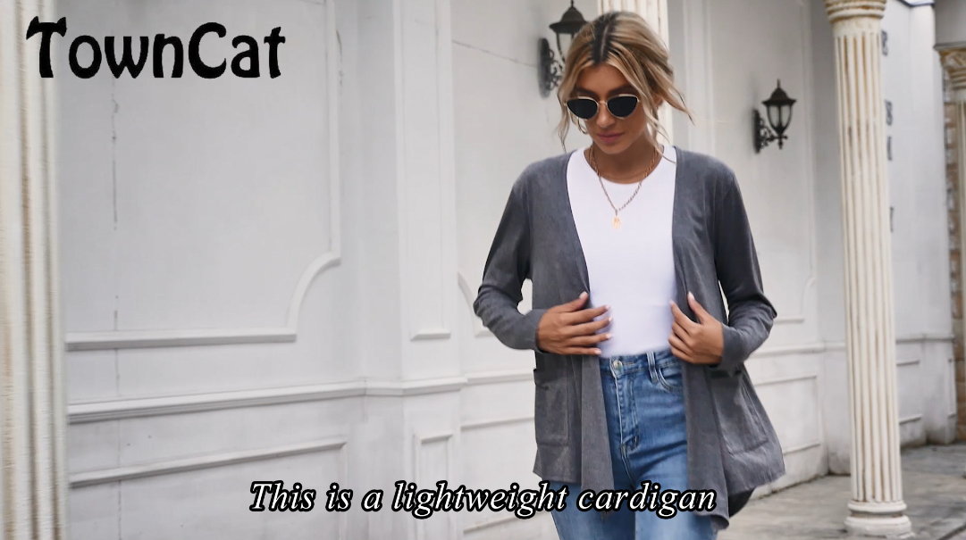 Yellow Cardigan - TownCat Cardigans for Women Loose Casual Long Sleeved Open Front Breathable Cardigans with Pockets