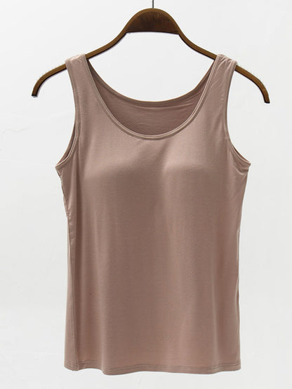 Modal Bralette Tank Top with Wide Straps Mocha