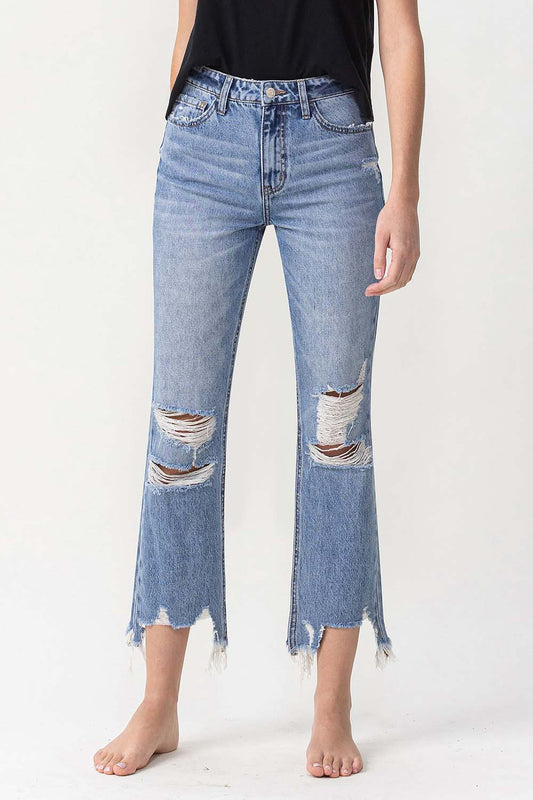Lovervet High Rise Distressed Straight Jeans Medium