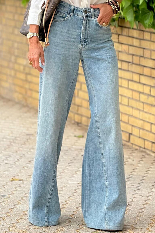 High Waist Bootcut Jeans with Pockets Light