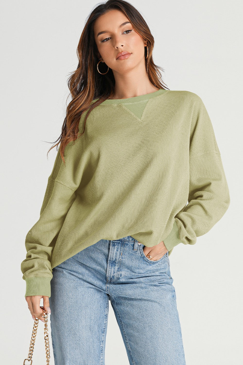 Classic Waffle Knit Back-to-School Sweatshirt