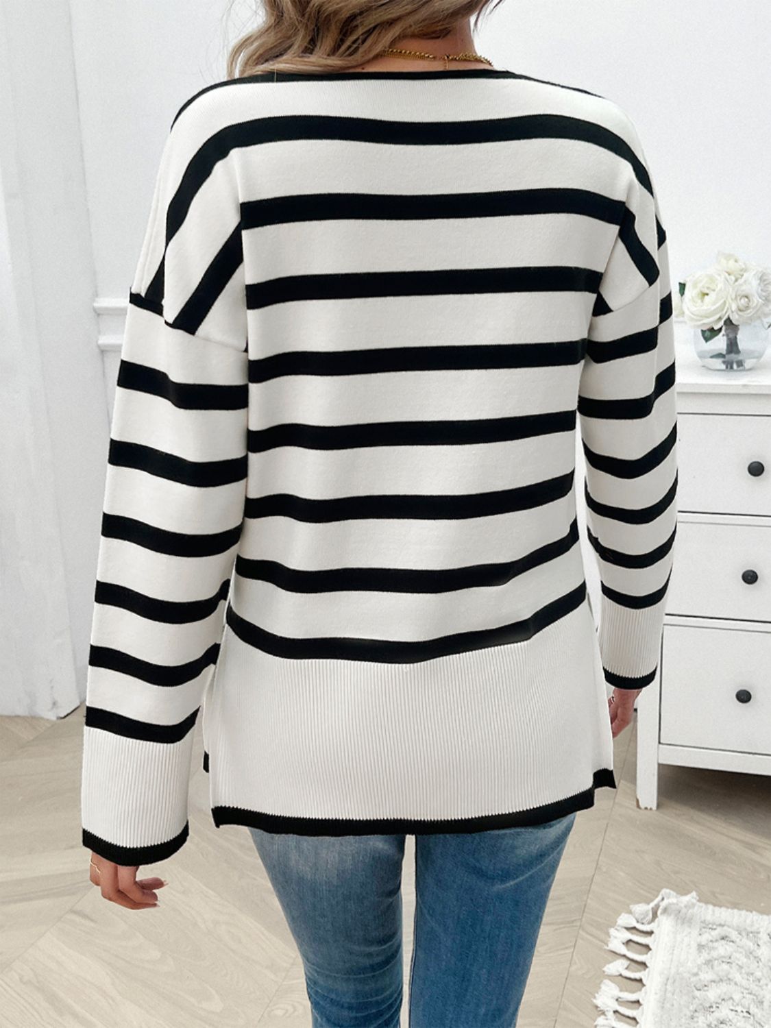 Striped V-Neck Sweater