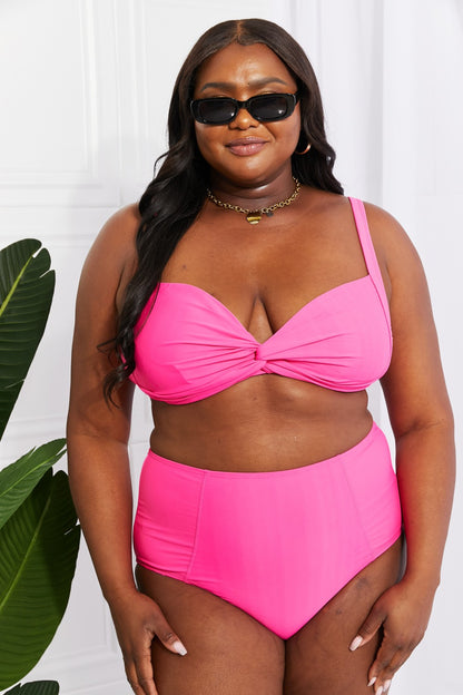 Pink High-Waisted Twist Bikini