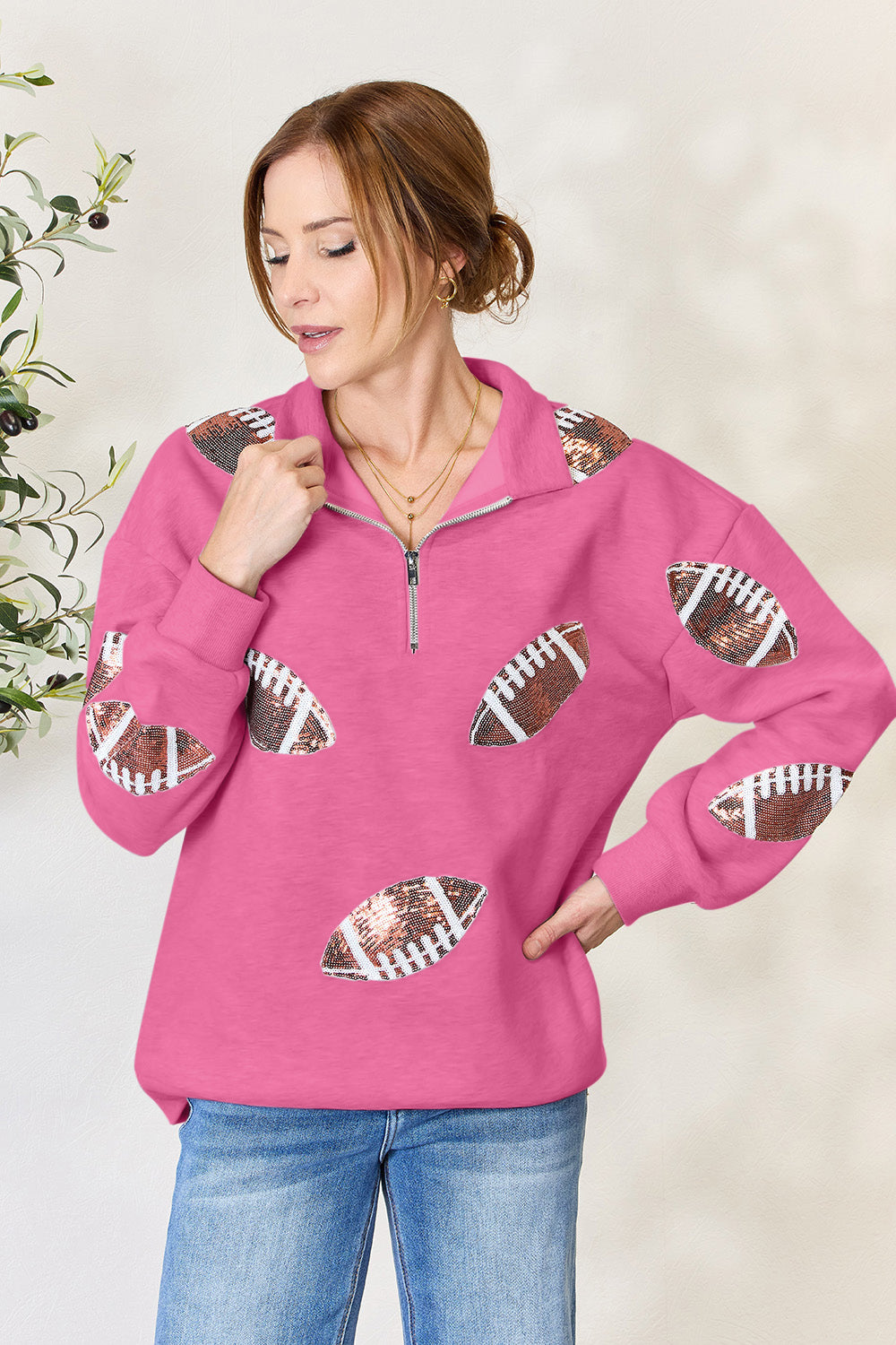 Back-to-School Sequin Football Sweatshirt