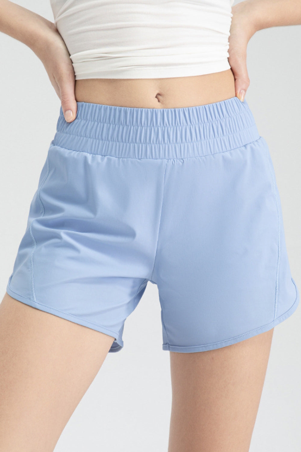 Elastic Waist Active Shorts Light Blue