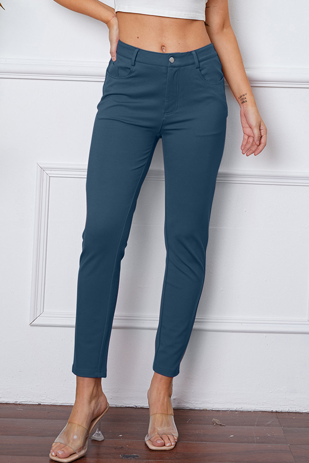 High Waist Stretchy Rayon Blend Pants