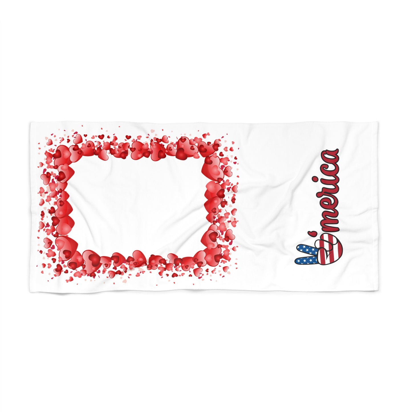 American Heart Beach Towel – Red, White, and Love 30" × 60"