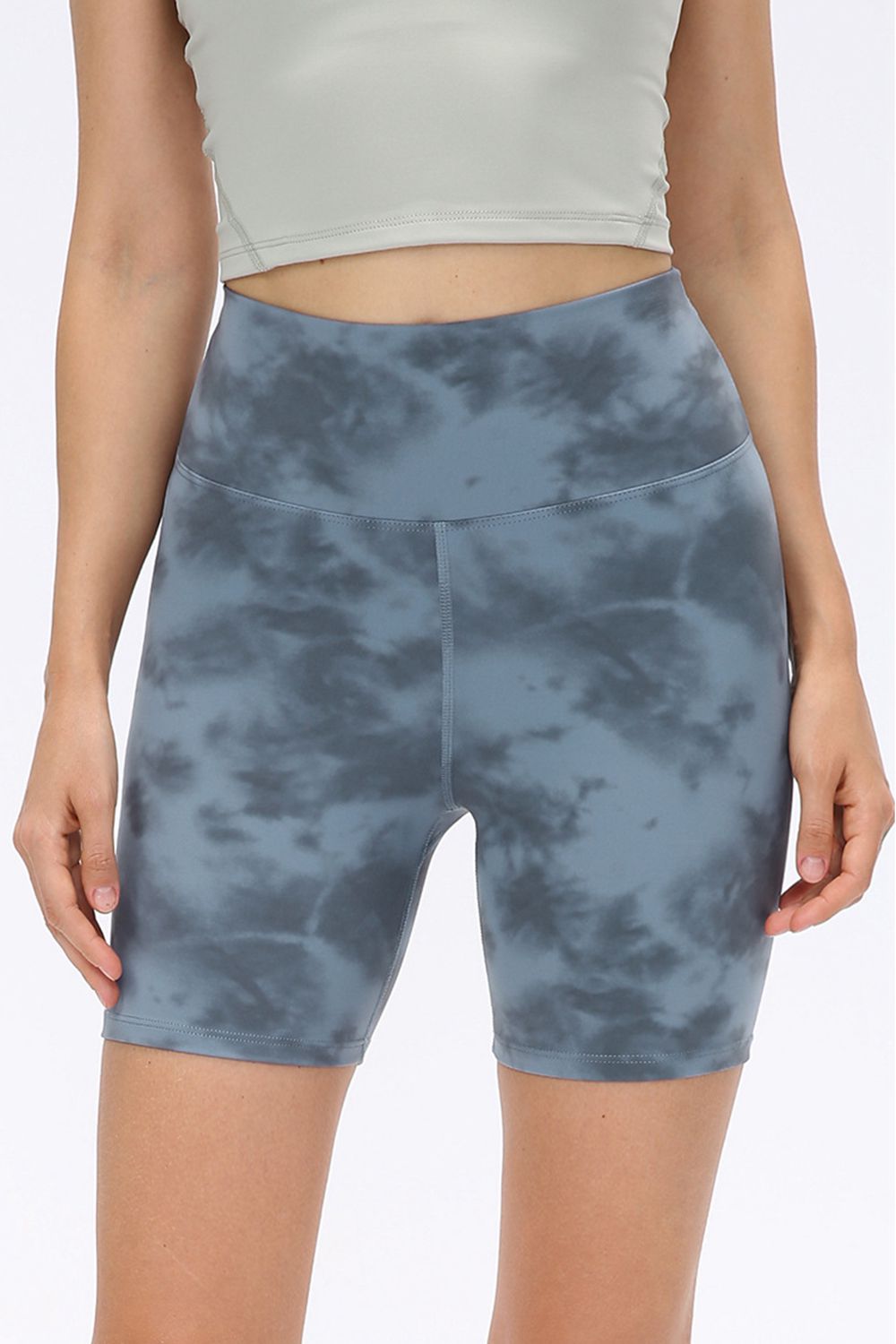 Wide Waistband Sports Shorts Light Blue