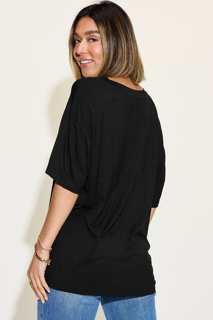 Relaxed Fit Bamboo Tee with Drop Shoulder