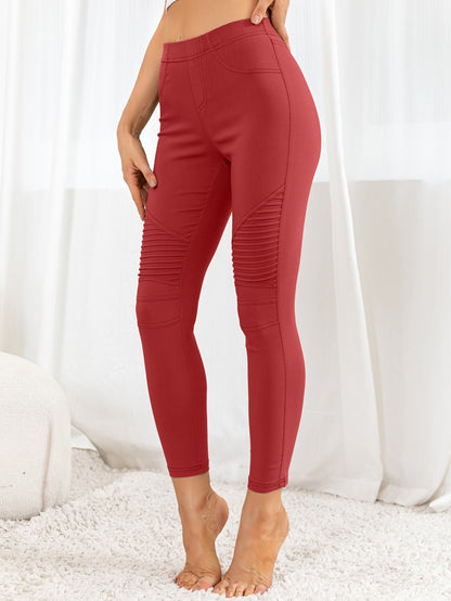 Ribbed Detail Leggings Deep Red