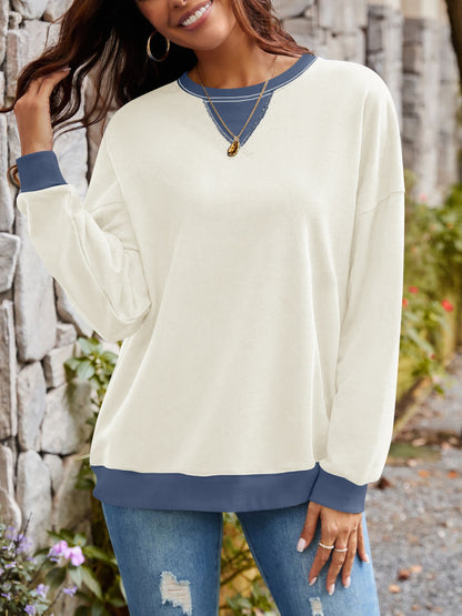 Women's Contrast Long Sleeve Sweatshirt