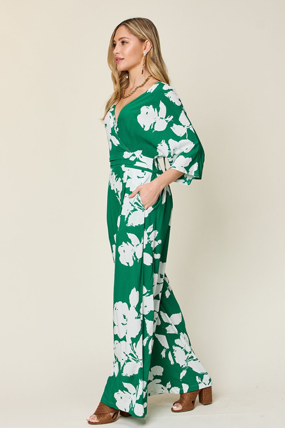 Printed Tie-Back Wide-Leg Jumpsuit