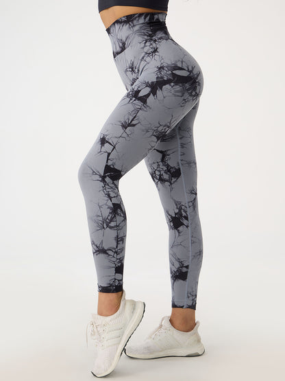 Printed High Waist Active Pants Black