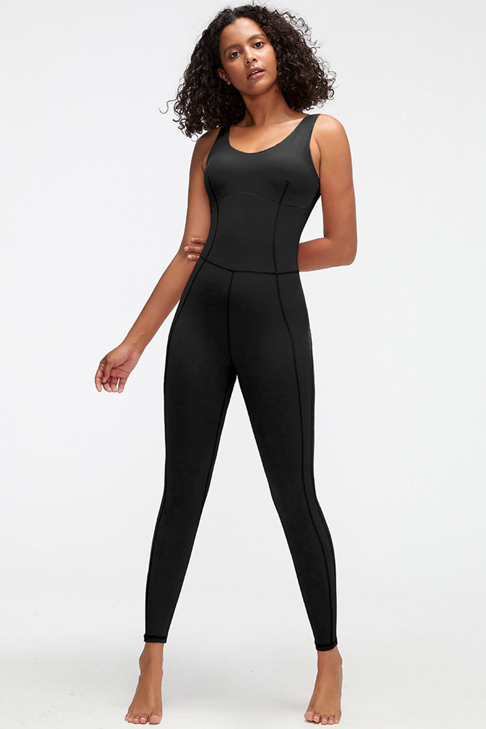 Crisscross Wide Strap Active Jumpsuit Black