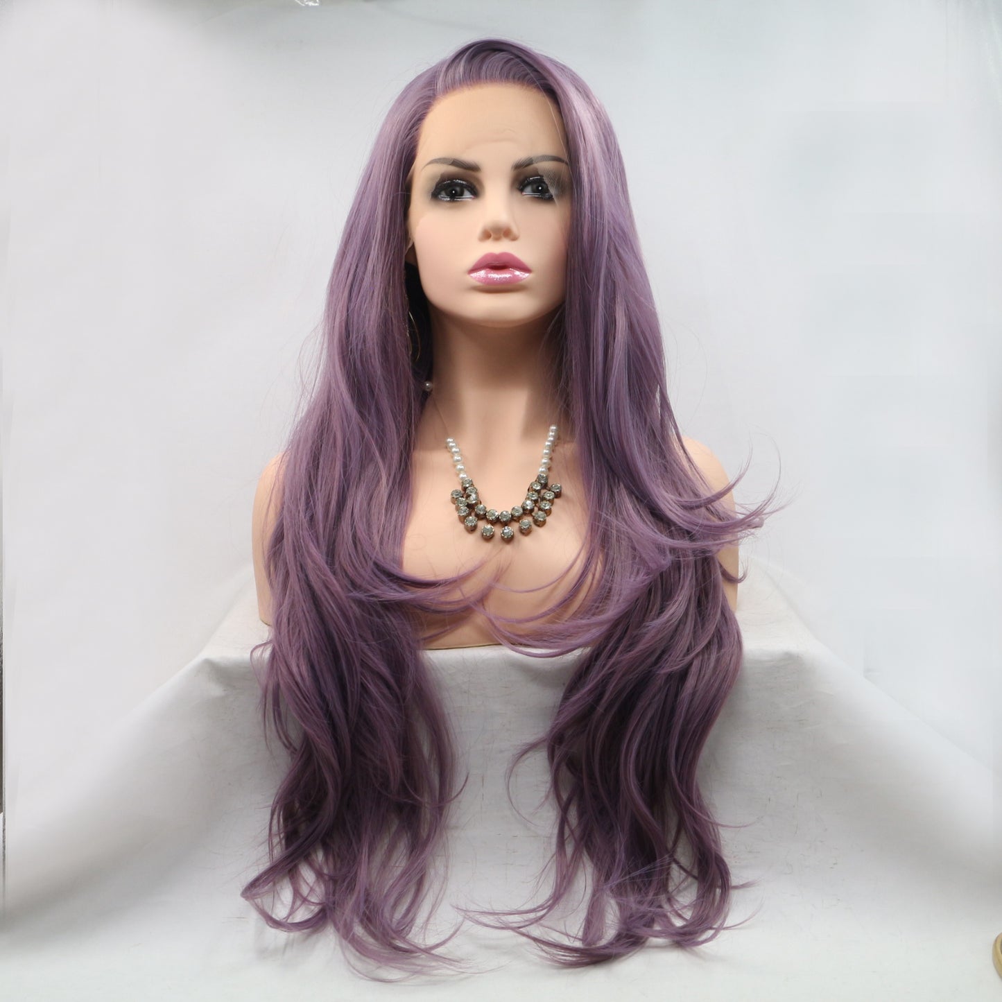 24" Wavy Lace Front Wig Purple One Size